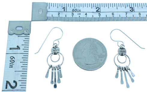 Navajo Genuine Sterling Silver Hook Dangle Earrings TX103560